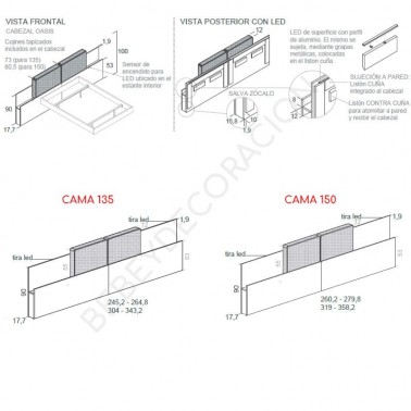 Cabezal Oasis con cojines tapizados Ros