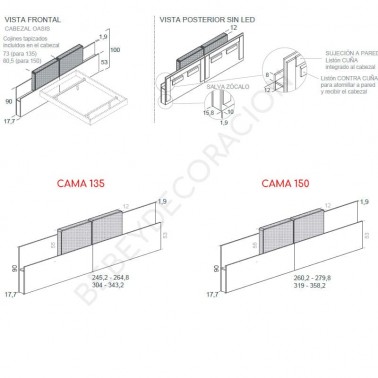 Cabezal Oasis con cojines tapizados Ros