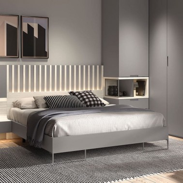 Cama con largueros y patas metalicas Montes