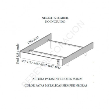 Cama con largueros chaflan Montes
