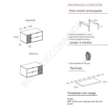 Mesita Natur dos cajones y diafano