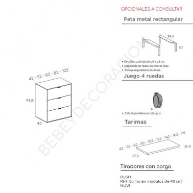 Comoda Natur tres cajones