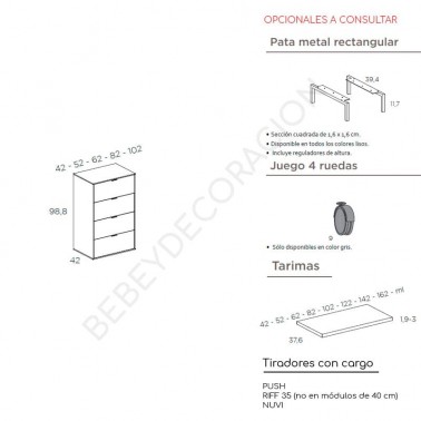 Chifonier Natur cuatro cajones