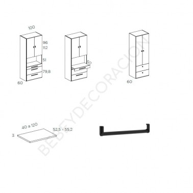 Armarios con cajones y escritorio extraible
