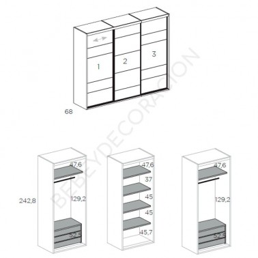 Armario tres correderas interiores