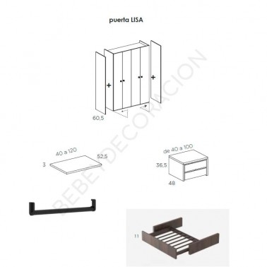Armario cuatro puertas plegables correderas