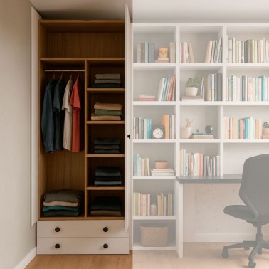 Armario dos puertas dos cajones y estantes Ros