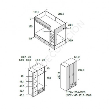 Habitacion con litera Lur y armario