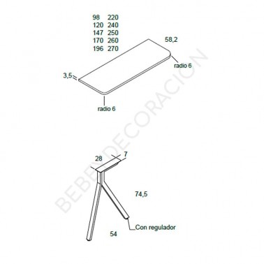 Escritorio canto curvo y patas Delulu