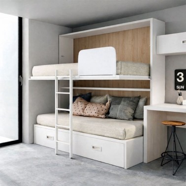 Cama abatible horizontal superior con nido inferior