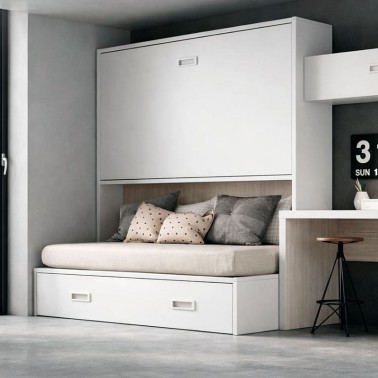 Cama abatible horizontal superior con nido inferior