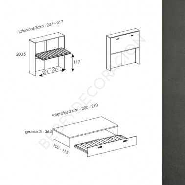 Cama abatible horizontal superior con nido inferior