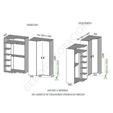 Armario rincon asimetrico chaflan Montes