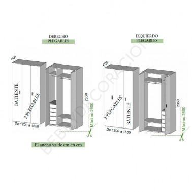 Armario dos puertas plegables y batiente