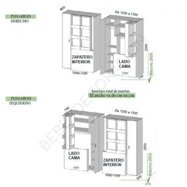 Armario ciego con estanterias plegables