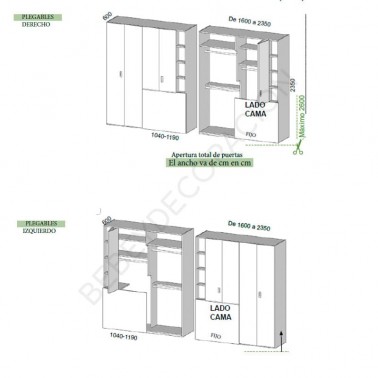 Armario con fijo puertas plegables y libreria Montes