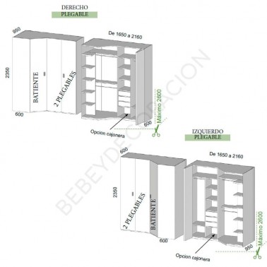 Armario rincon chaflan puertas plegables