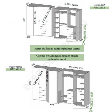 Armario rincon chaflan con cajones Montes