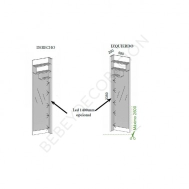 Terminal vestidor con espejo Montes