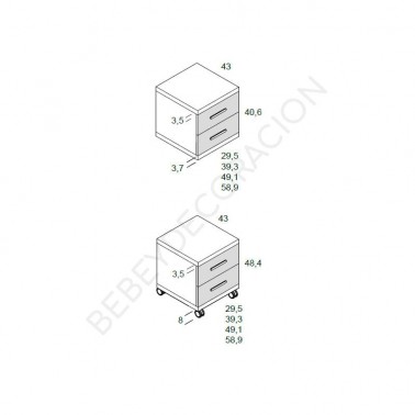 Mesita Up dos cajones Ros