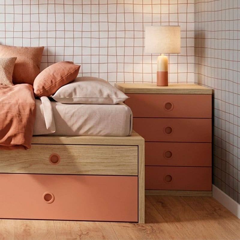 Mesita Up cuatro cajones Ros