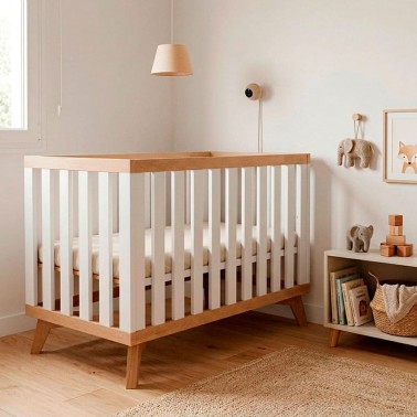 Cuna Capri Fresh 120x60 blanca y madera