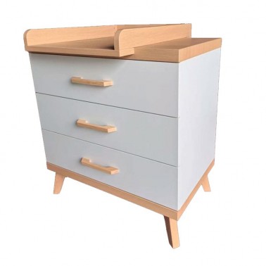 Comoda cambiador Capri blanca y madera