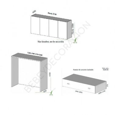 Habitacion juvenil con puente y cama nido