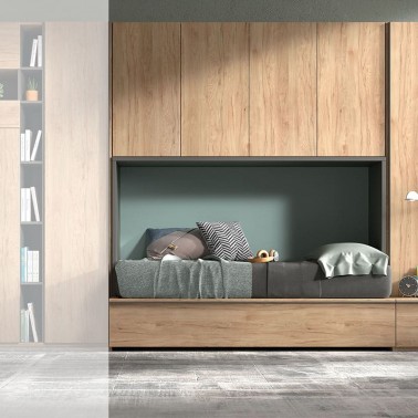 Habitacion juvenil con puente y cama nido