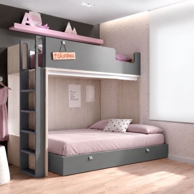 Litera Trak escalera lateral con cama canape