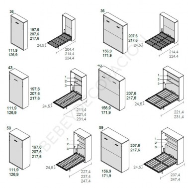 Cama abatible vertical sin altillo