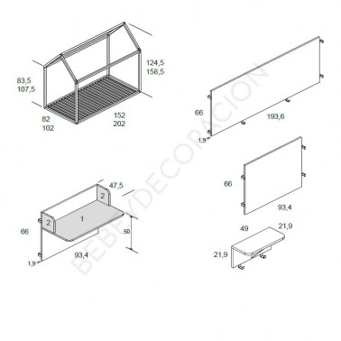 Cama casita con escritorio