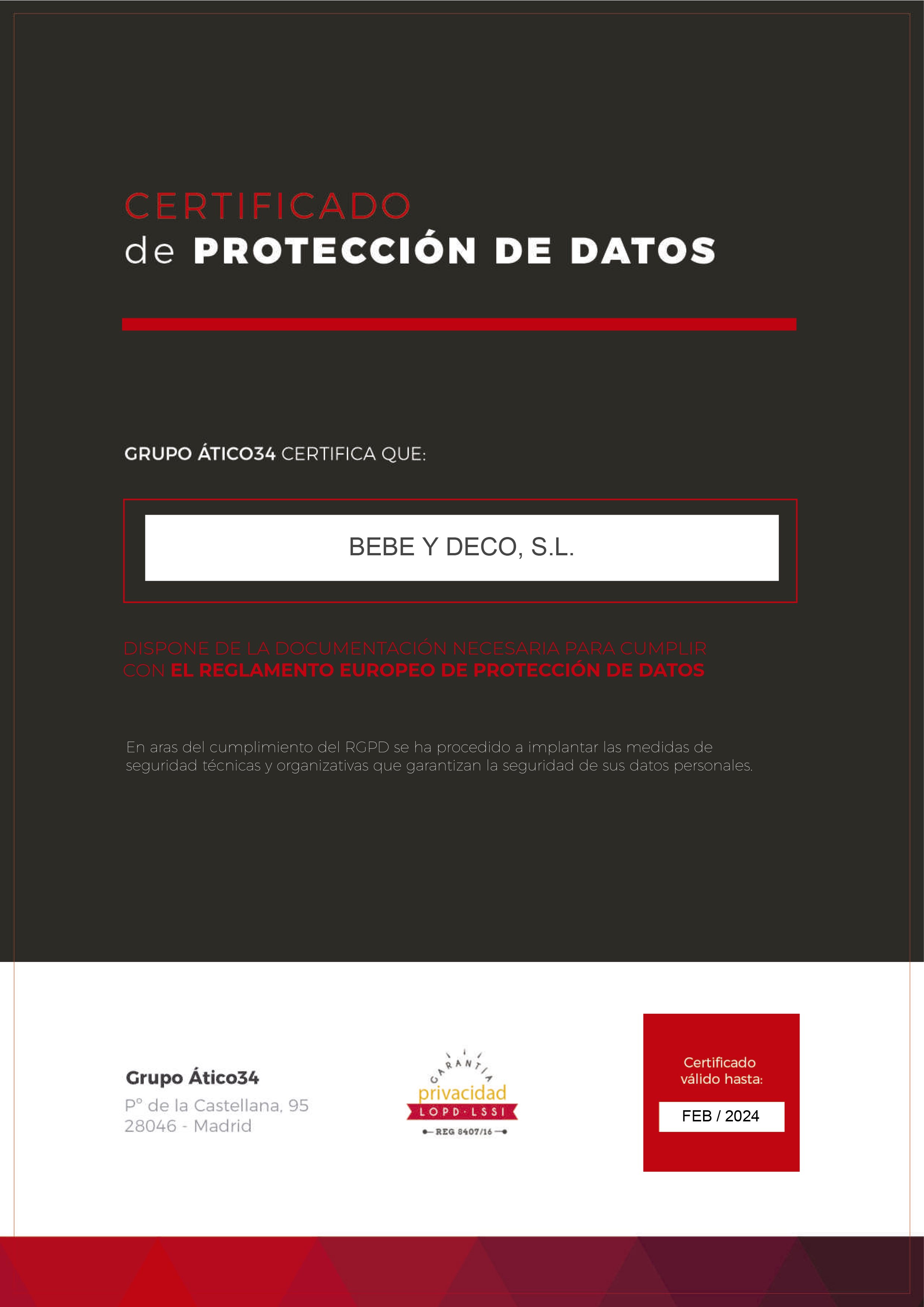 Certificado Nuevo RGPD